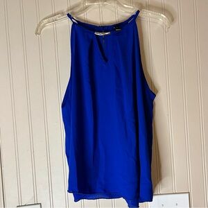 Windsor Blue Halter Tank Top Blouse With Metal Accent Size Small